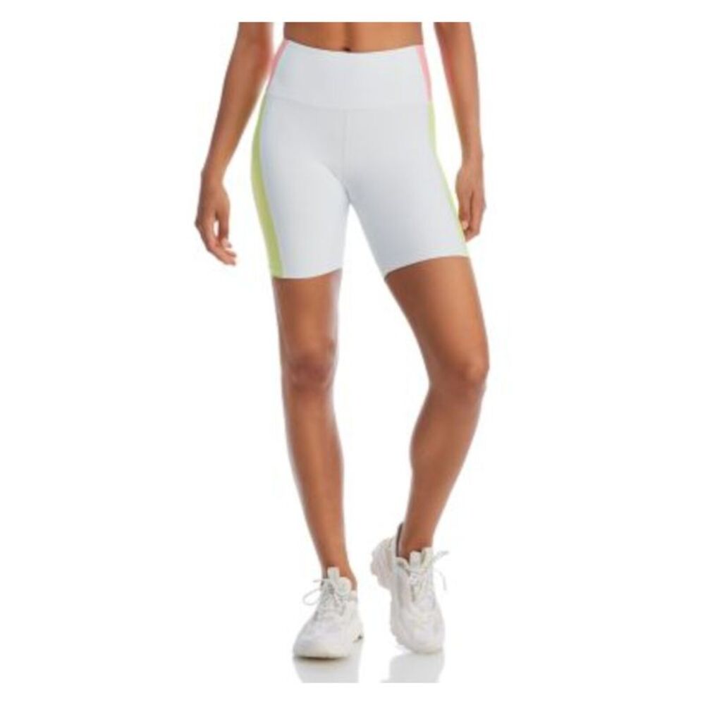 AQUA ATHLETIC Womens White Pocketed Medium Compression Bike High Waist Shorts XS